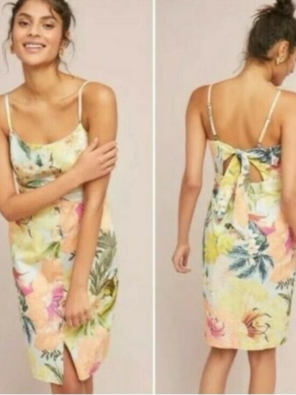 Floral Tie-Back Midi Dress in Tropical Floral